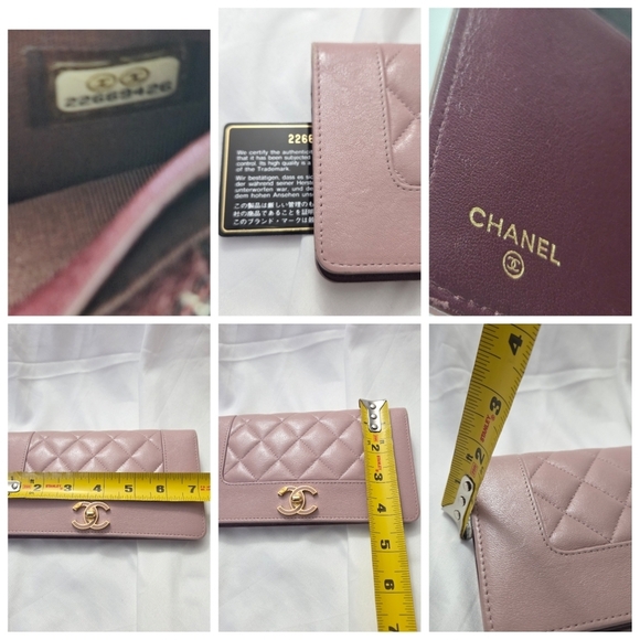 Authentic Chanel Pink Quilted Leather CC Logo Long Flap Wallet 22-Series - Picture 11 of 13